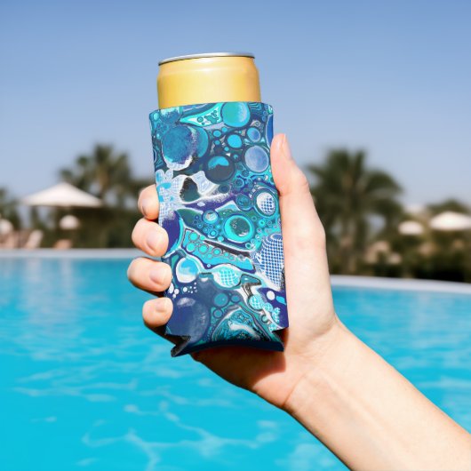 Blauw Zee beluistert Abstracte kunst Seltzer Blikjeskoeler (Insitu Zwembad)