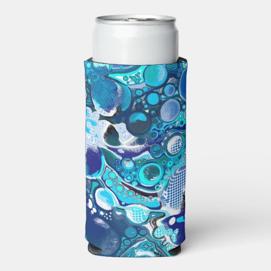 Blauw Zee beluistert Abstracte kunst Seltzer Blikjeskoeler (Seltzer Voorkant)