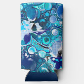 Blauw Zee beluistert Abstracte kunst Seltzer Blikjeskoeler (Achterkant)