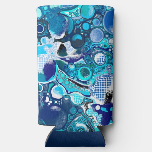 Blauw Zee beluistert Abstracte kunst Seltzer Blikjeskoeler (Achterkant)