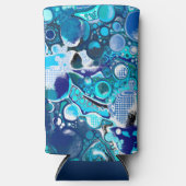 Blauw Zee beluistert Abstracte kunst Seltzer Blikjeskoeler (Voorkant)