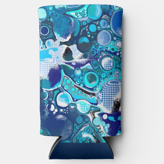 Blauw Zee beluistert Abstracte kunst Seltzer Blikjeskoeler (Voorkant)