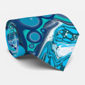 Blauw Zee beluistert Abstracte kunst Stropdas (Opgerold)