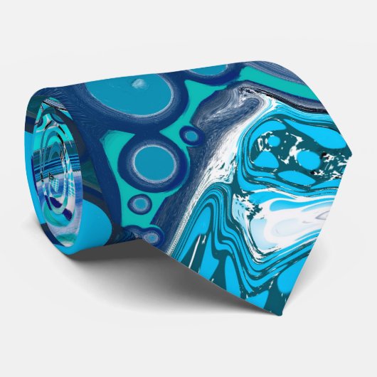 Blauw Zee beluistert Abstracte kunst Stropdas (Opgerold)