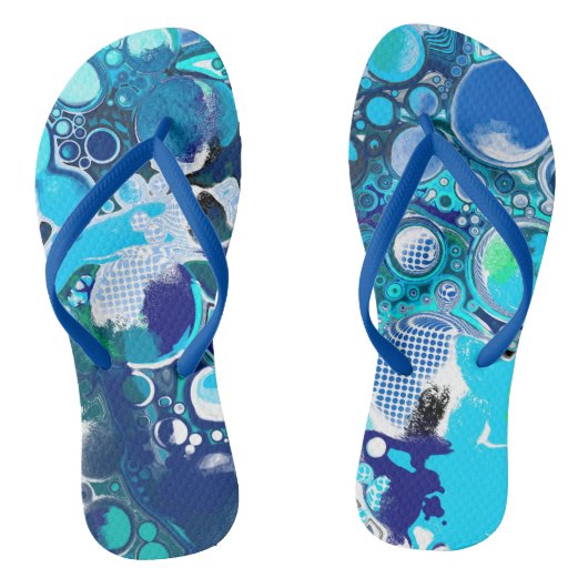 Blauw Zee beluistert Abstracte kunst Teenslippers (Voetbed)