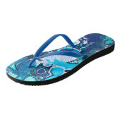 Blauw Zee beluistert Abstracte kunst Teenslippers (Schuin)