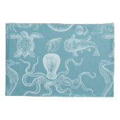 Blauw Zee creëert  illustratie Modern Kussensloop (Achterkant)