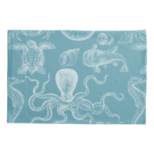 Blauw Zee creëert  illustratie Modern Kussensloop (Achterkant)