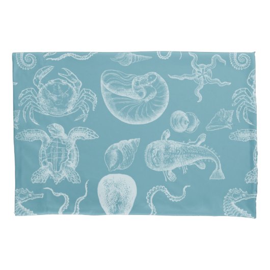 Blauw Zee creëert  illustratie Modern Kussensloop (Voorkant)