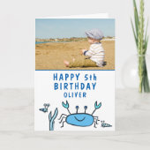 Blauw Zee Dieren Krab Shell Jongen Verjaardag Foto Kaart (Voorkant)