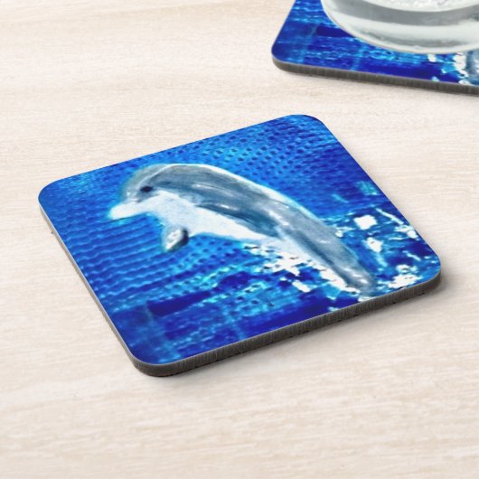 Blauw Zee dierlijk schilderende luipdolfijn Onderzetter (Linkerzijde)