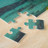 Blauw zee en lucht van Sardinië met boten en klif Legpuzzel (Zijkant)