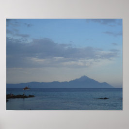 Blauw Zee en luchtruim in Griekenland Poster