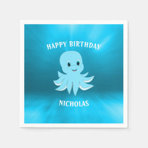 Blauw Zee en octopus Servet