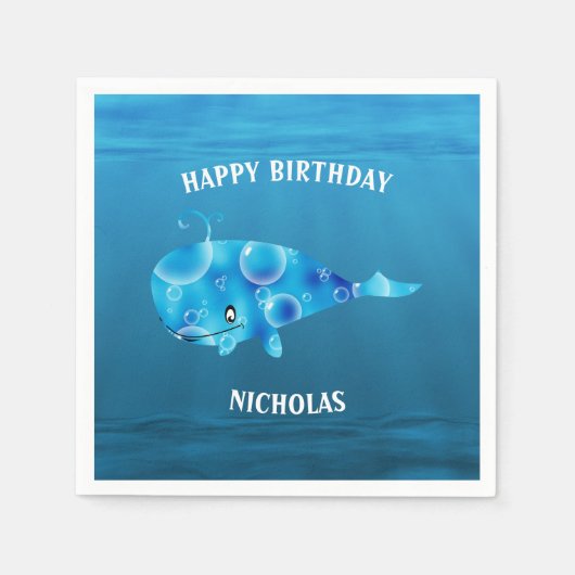 Blauw Zee en walvis Servet (Voorkant)