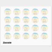 Blauw Zee en Zand Hart Initialen Bruiloft Ronde Sticker (Vel)