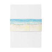 Blauw Zee en Zand Waterverf Bestemming Bruiloft Uitnodigingen Wikkel (Achterkant Voorbeeld)