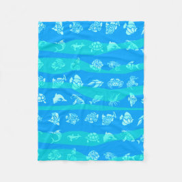 Blauw zee fleece deken