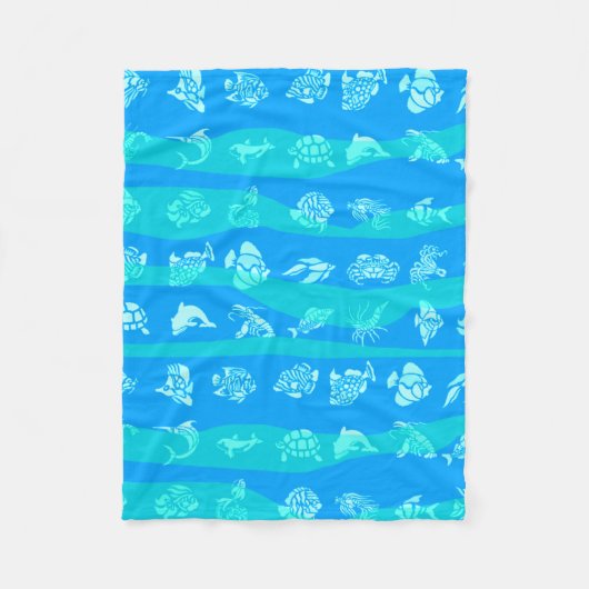 Blauw zee fleece deken (Voorkant)