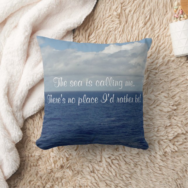 Blauw Zee Gepersonaliseerde Naam Ocean Pillow 16 x Kussen (Deken)