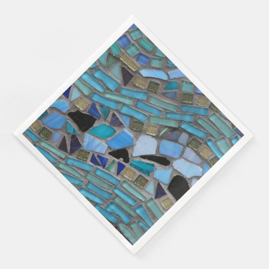 Blauw Zee Glas Mozaïek Diner Papier Servet (Hoek)