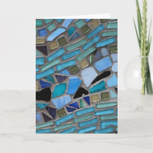 Blauw Zee Glas Mozaïek Wenskaart Kaart (Voorkant)