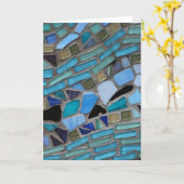 Blauw Zee Glas Mozaïek Wenskaart Kaart (Gele Bloem)