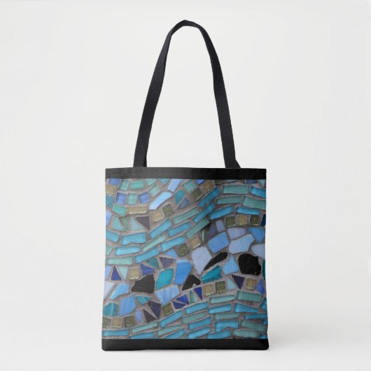 Blauw Zee Glass Mosaic Black Tote Bag (Voorkant)