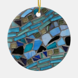 Blauw Zee Glass Mosaic Keramisch Ornament