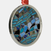 Blauw Zee Glass Mosaic Metalen Ornament (Rechts)