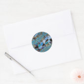 Blauw Zee Glass Mosaic Ronde Sticker (Envelop)