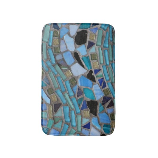 Blauw Zee Glass Mosaic Small Bath Mat (Voorkant Verticaal)
