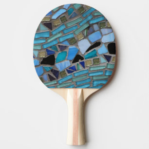 Blauw Zee Glass Mosaic Tafeltennisbatje