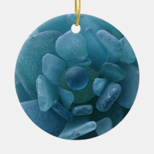 Blauw Zee Glazen ventilator Keramisch Ornament (Voorkant)