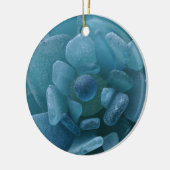 Blauw Zee Glazen ventilator Keramisch Ornament (Links)