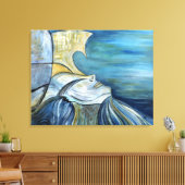 Blauw Zee Godin Surreal Whimsical Fantasy Mystic Canvas Afdruk (Insitu (Woonkamer))