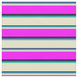 Blauw, Zee groen, Bleek Goldenrod, Fuchsia & Black Stof