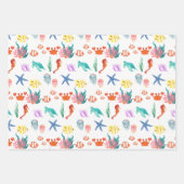 Blauw Zee huispatronen Inpakpapier Vel (Voorkant 3)