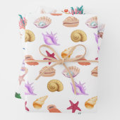 Blauw Zee huispatronen Inpakpapier Vel (In situ)