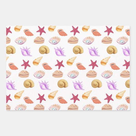 Blauw Zee huispatronen Inpakpapier Vel (Voorkant)