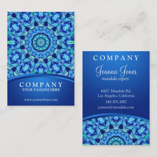 Blauw Zee Jewel Mandala Visitekaartje (Voorkant / Achterkant)