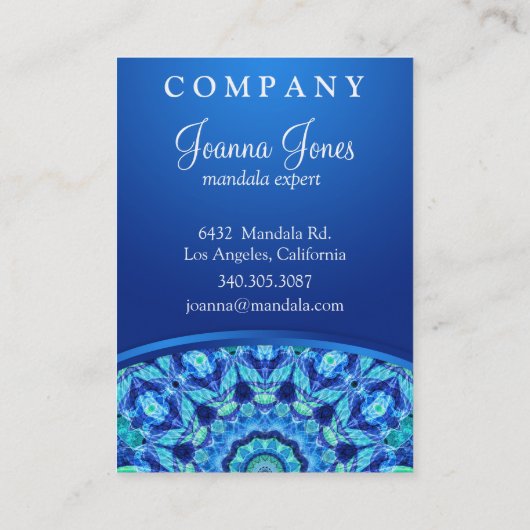 Blauw Zee Jewel Mandala Visitekaartje (Achterkant)