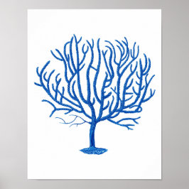 Blauw Zee koraal afdrukken #4 Beach decor Poster