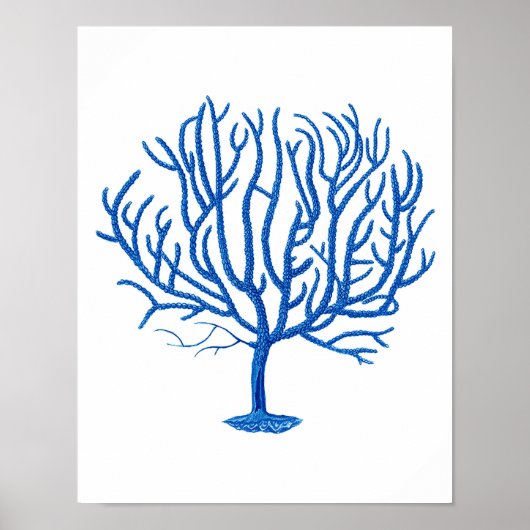 Blauw Zee koraal afdrukken #4 Beach decor Poster (Voorkant)