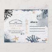 Blauw Zee Koraal Aquarel Strand Bewaar de Datum Briefkaart (Achterkant)