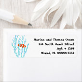 Blauw Zee Koraal Sinaasappel Koudvis Adresetikette Etiket (Insitu)