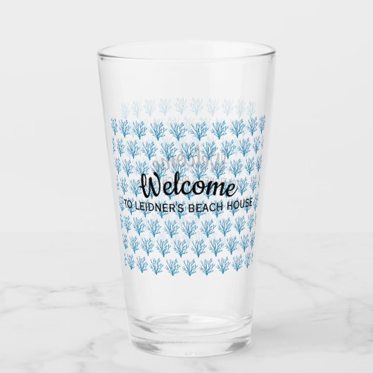 Blauw zee - koraalpatroon op blauw glas (Voorkant)