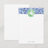 Blauw Zee met handschilderd Waterverf Notitiekaartje (Voorkant / Achterkant)