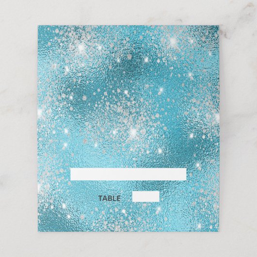 Blauw zee oceaanmetaal strandbruiloft plaatskaartje (Buitenkant ongevouwen)