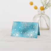 Blauw zee oceaanmetaal strandbruiloft plaatskaartje (Achterkant)